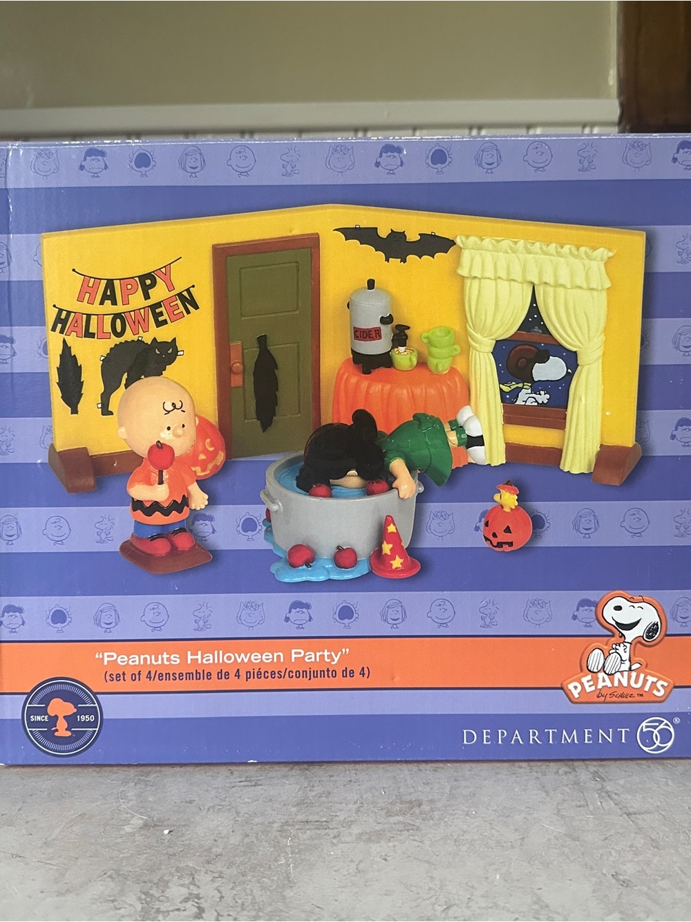 Dept 56 Peanuts Halloween Party HTF Set Of 4 2014 Village Charlie Brown Lucy EUC